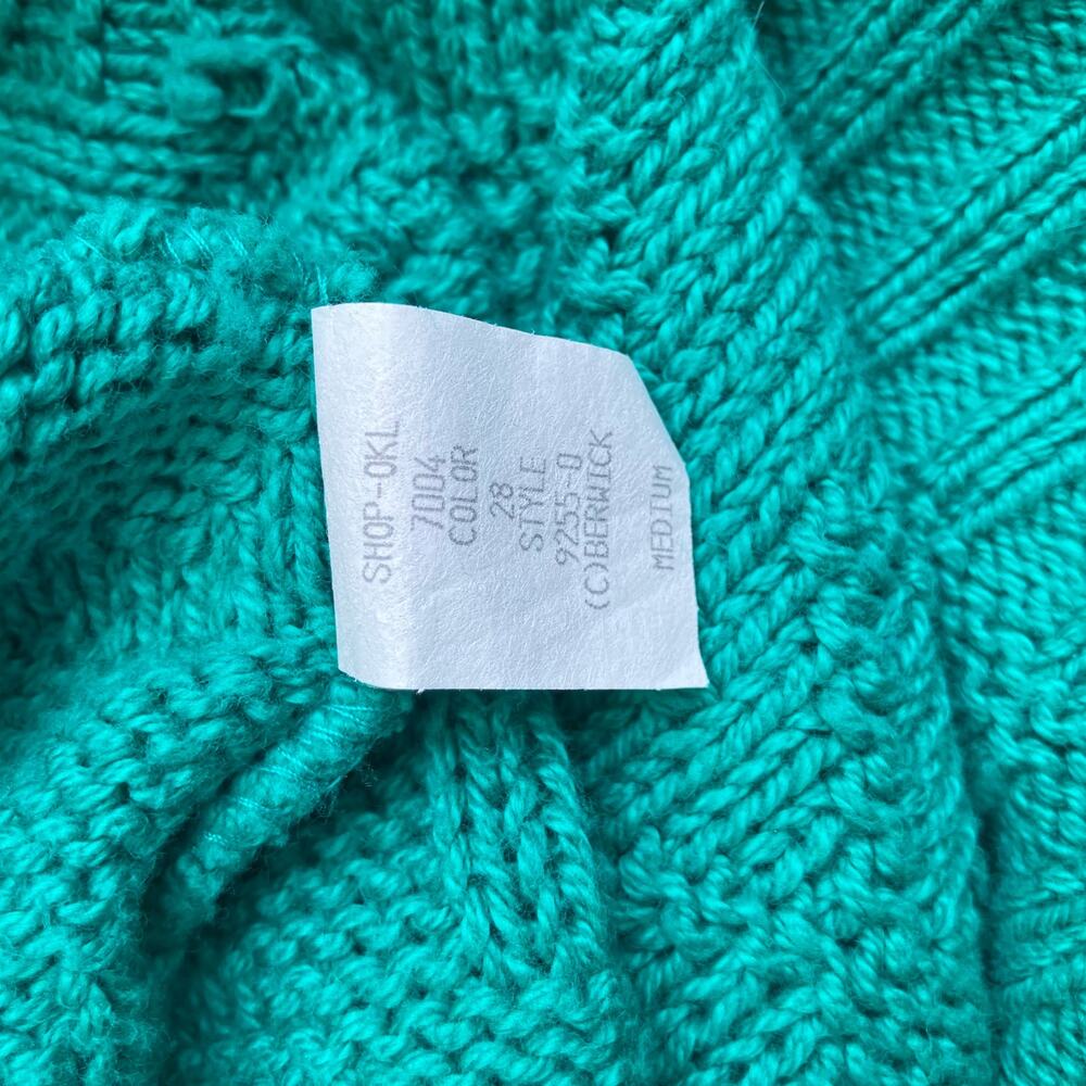 VTG Lake Harmony Sweater M Green Textured Knit Crewneck USA Made Cotton Preppy - Picture 10 of 10